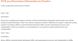 NUR 514 Discussion Informatics in Practice