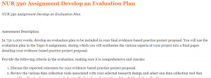 NUR 590 Assignment Develop an Evaluation Plan