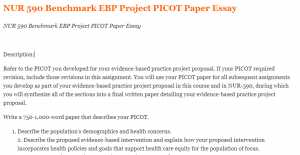 NUR 590 Benchmark EBP Project PICOT Paper Essay