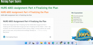NURS 6003 Assignment Part 4 Finalizing the Plan
