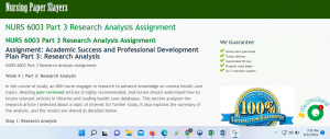 NURS 6003 Part 3 Research Analysis