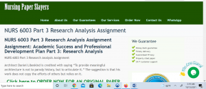 NURS 6003 Part 3 Research Analysis Assignment