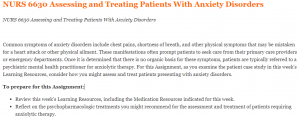 NURS 6630 Assessing and Treating Patients With Anxiety Disorders