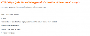 NURS 6630 Quiz Neurobiology and Medication Adherence Concepts