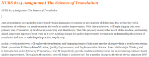NURS 8114 Assignment The Science of Translation