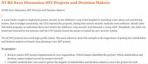 NURS 8210 Discussion HIT Projects and Decision Makers