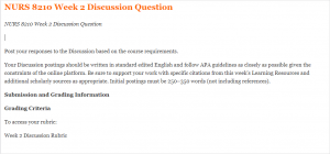 NURS 8210 Week 2 Discussion Question