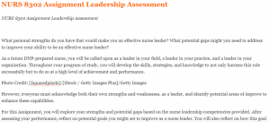 NURS 8302 Assignment Leadership Assessment