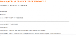 Training File 48 TRANSCRIPT OF VIDEO FILE