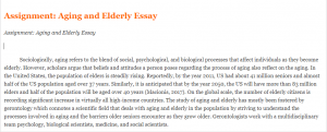 Assignment Aging and Elderly Essay