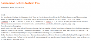 Assignment Article Analysis Two