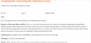 Assignment Assessing the Abdomen Essay