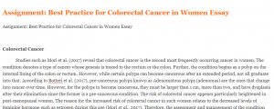 Assignment Best Practice for Colorectal Cancer in Women Essay