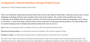 Assignment Clinical Database Design Project Essay
