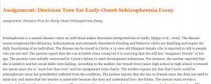 Assignment Decision Tree for Early-Onset Schizophrenia Essay