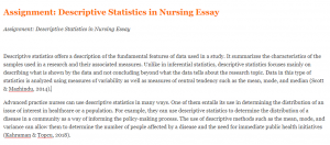 Assignment Descriptive Statistics in Nursing Essay