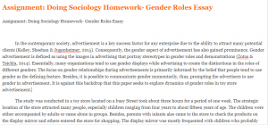 Assignment Doing Sociology Homework- Gender Roles Essay