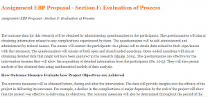 Assignment EBP Proposal - Section F Evaluation of Process