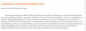 Assignment Global Policy Reform Essay