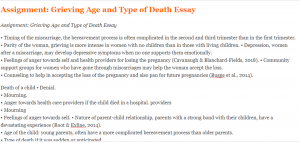 Assignment Grieving Age and Type of Death Essay