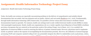 Assignment Health Informatics Technology Project Essay