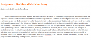 Assignment Health and Medicine Essay