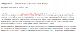 Assignment Leadership Skills Reflection Essay