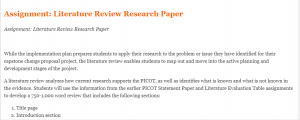 Assignment Literature Review Research Paper