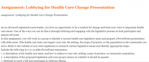 Assignment Lobbying for Health Care Change Presentation