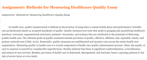 Assignment Methods for Measuring Healthcare Quality Essay