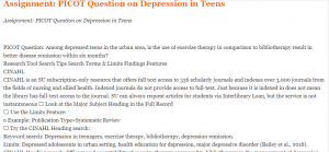 Assignment PICOT Question on Depression in Teens