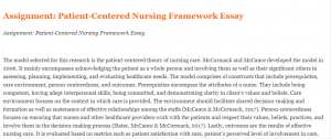 Assignment Patient-Centered Nursing Framework Essay