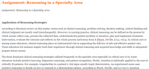 Assignment Reasoning in a Specialty Area