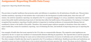 Assignment Reporting Health Data Essay
