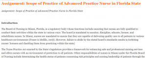 Assignment Scope of Practice of Advanced Practice Nurse in Florida State