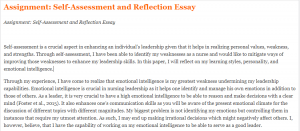 Assignment Self-Assessment and Reflection Essay
