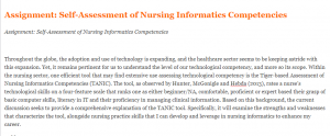 Assignment Self-Assessment of Nursing Informatics Competencies