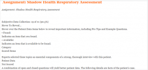 Assignment Shadow Health Respiratory Assessment