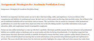 Assignment Strategies for Academic Portfolios Essay