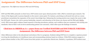 Assignment The Difference between PhD and DNP Essay