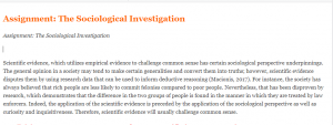 Assignment The Sociological Investigation