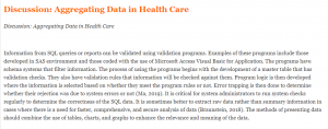 Discussion Aggregating Data in Health Care