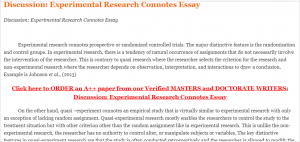 Discussion Experimental Research Connotes Essay
