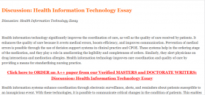 Discussion Health Information Technology Essay