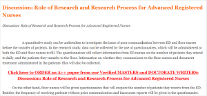 Discussion Role of Research and Research Process for Advanced Registered Nurses