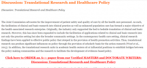 Discussion Translational Research and Healthcare Policy