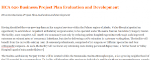 HCA 620 Business Project Plan Evaluation and Development