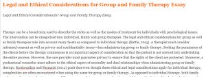 Legal and Ethical Considerations for Group and Family Therapy Essay