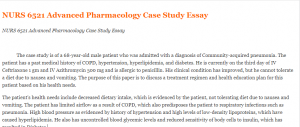 NURS 6521 Advanced Pharmacology Case Study Essay