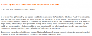 NURS 6521 Basic Pharmacotherapeutic Concepts